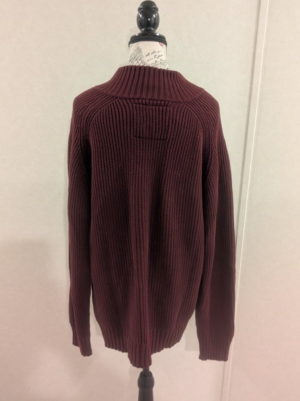 American Eagle Men's Henley Sweater XXL 100% Cotton Burgundy Maroon Ribbed - Picture 8 of 8